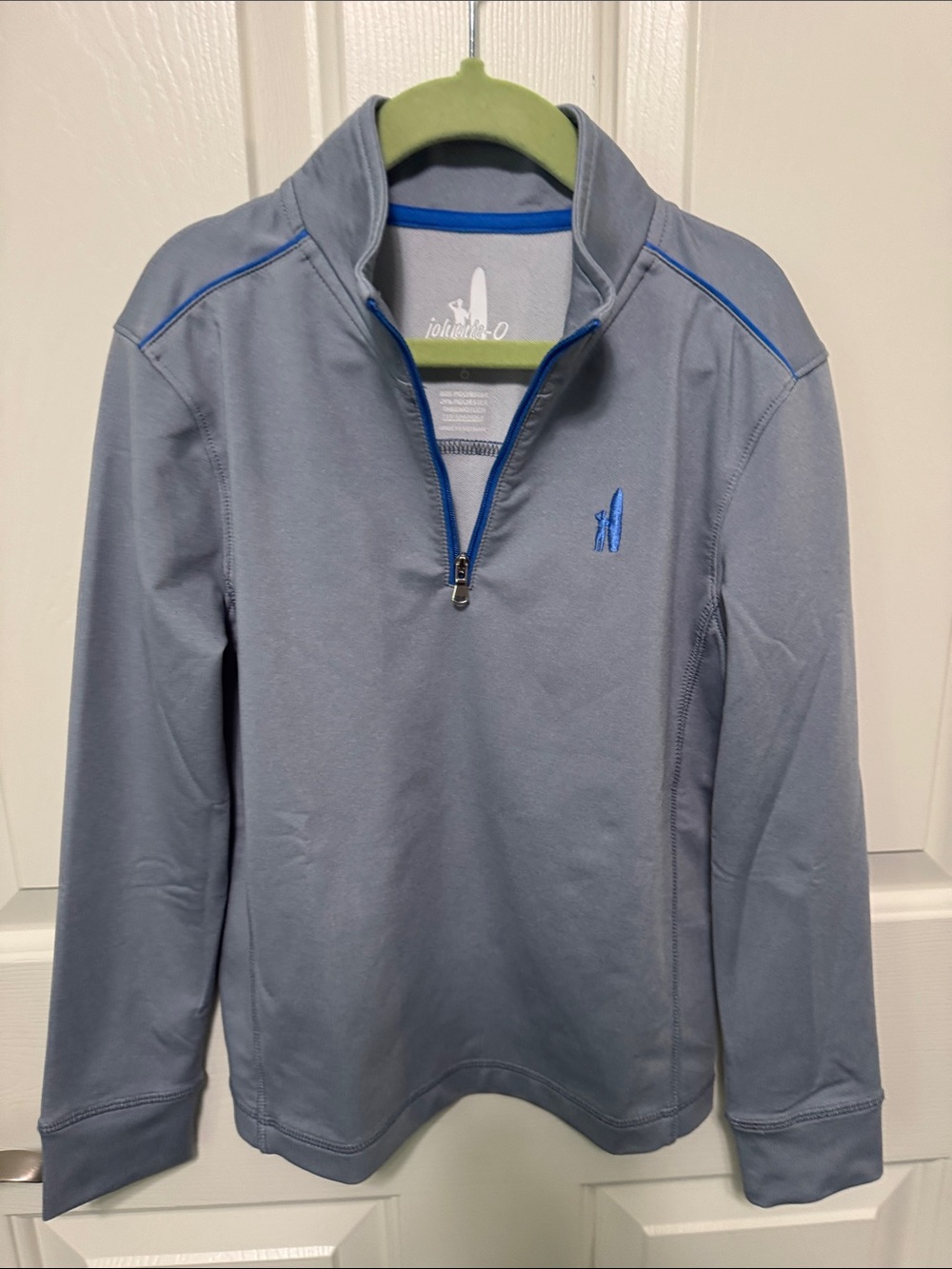 johnnie-O Light Grey pullover with Blue Trim